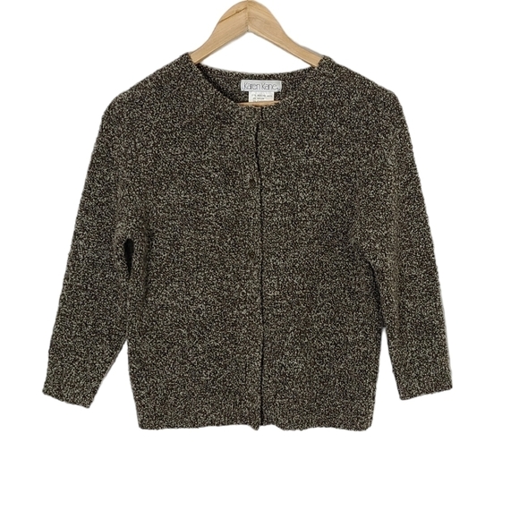 Vtg KAREN KANE Tweedy Cashmere and Merino Wool Blend Cardigan Women's Size M - Picture 2 of 10